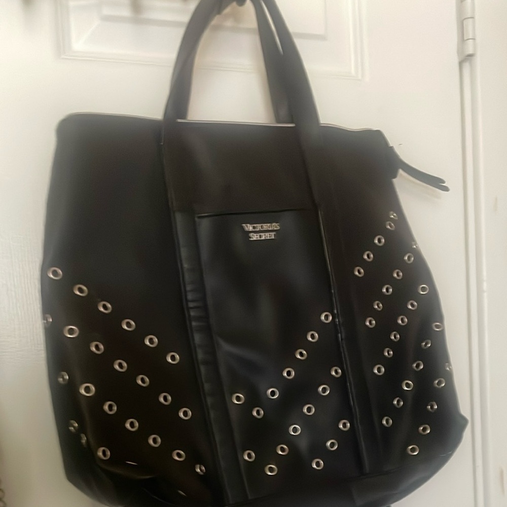 Chic Black Eyelet Travel Bag